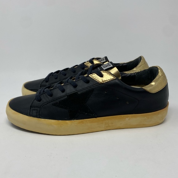 Golden Goose black leather and gold Records EDT sneakers size 36/US 6 - Picture 2 of 11